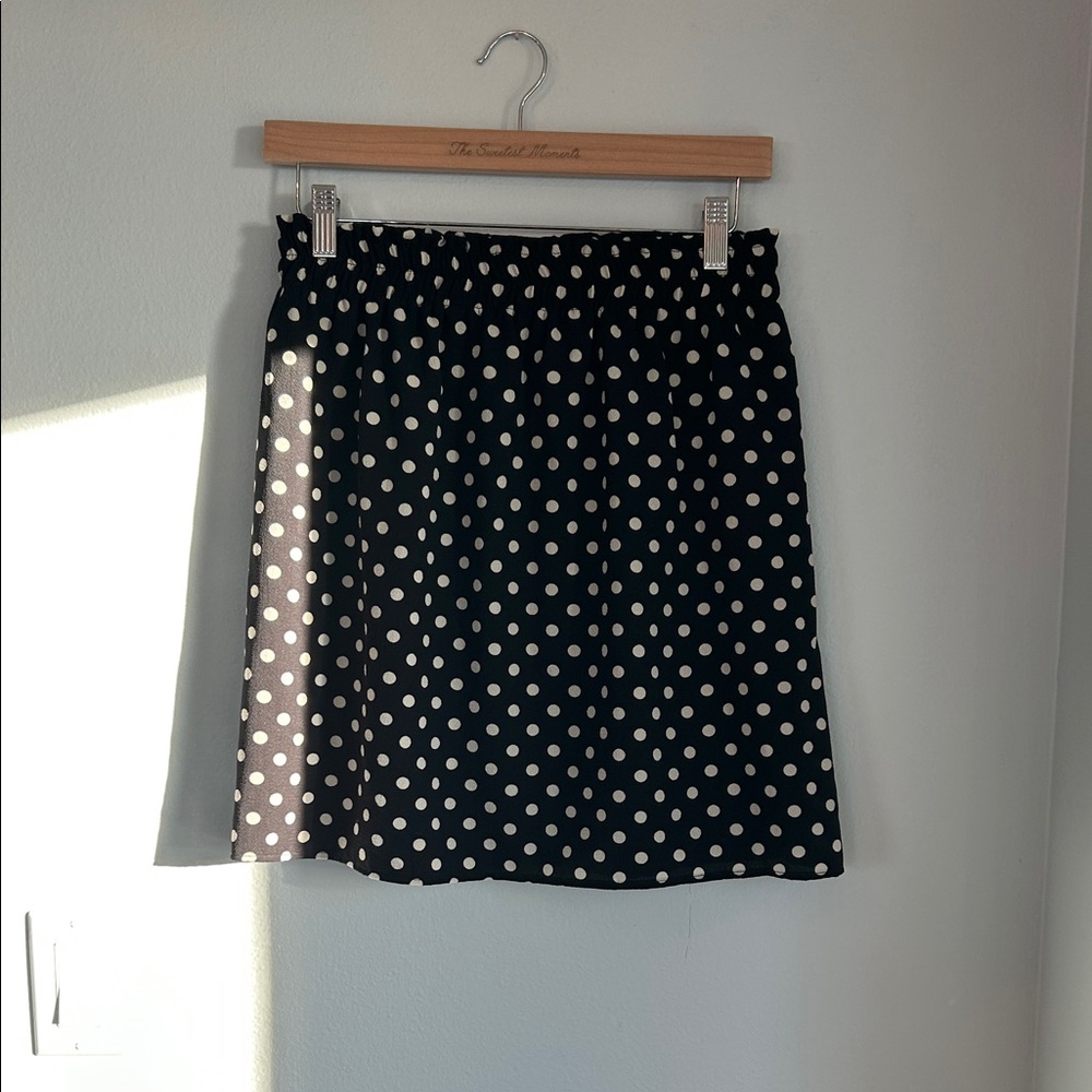 Francesca's Collections Black and White Polka Dot Mini Skirt